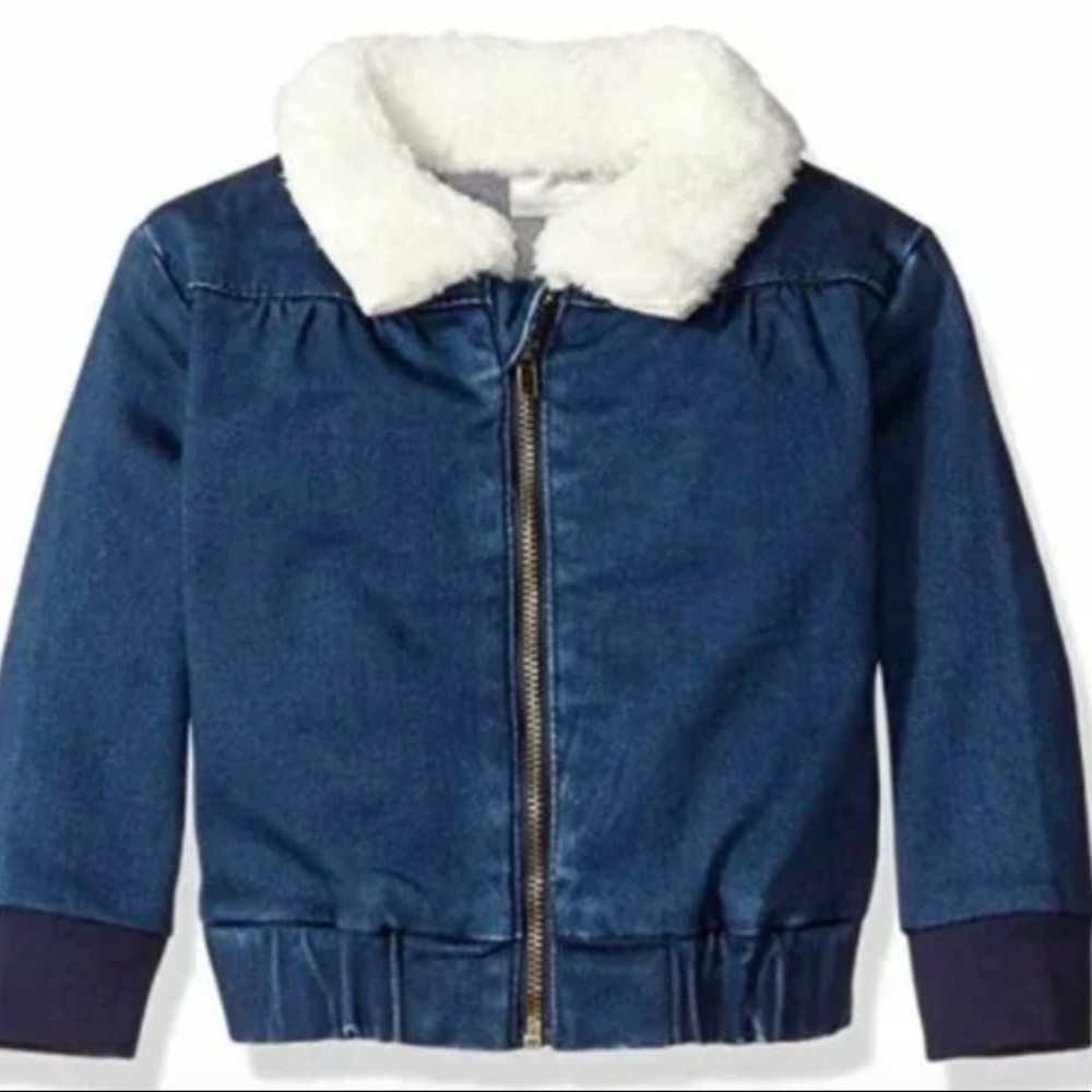 Rosie Pope Denim Jacket with Faux Fur Collar, NWT